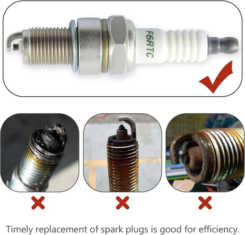 KIKITE F6RTC Spark Plug (3 Pack) F6RTC F6TC NGK BPR6ES BP6ES WR6DC RN9YC,Compatible with Honda Gx160 Gx200 GX270 Gx390 Predator 212 Champion Generac Generator fit for MTD 951-10292/751-10292 - Image 3